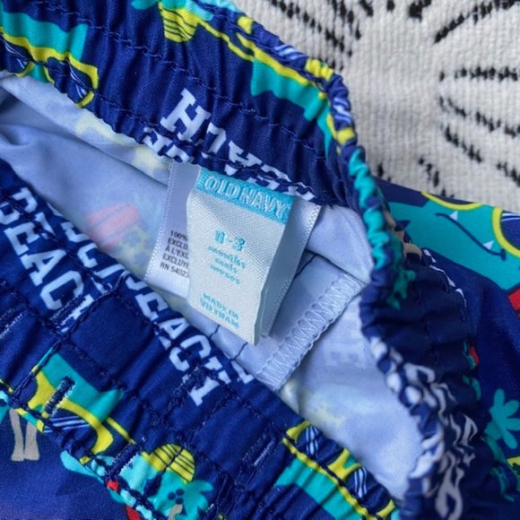 <3/$20> Old Navy Muscle Beach Cat Swim Trunks 0-3 - Picture 2 of 4